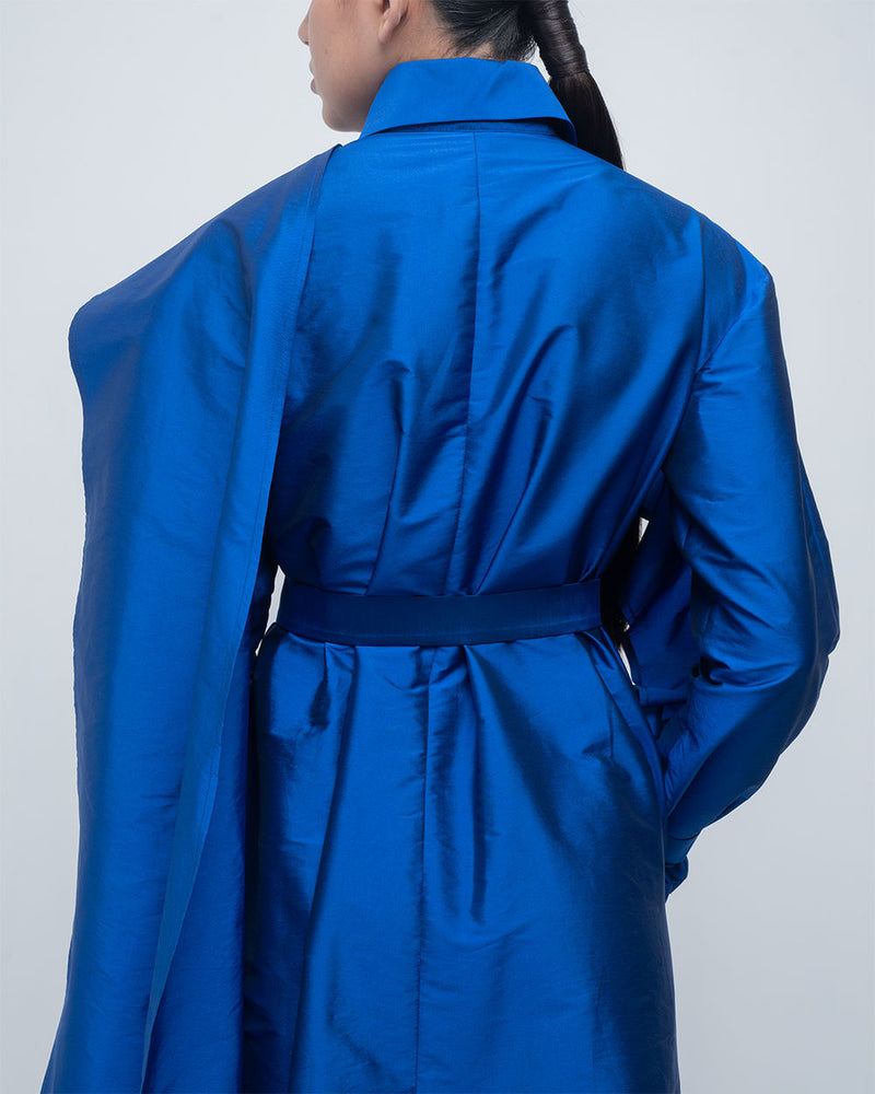 Cleo Trench viscose by Leh Studios in blue for women Worldwide