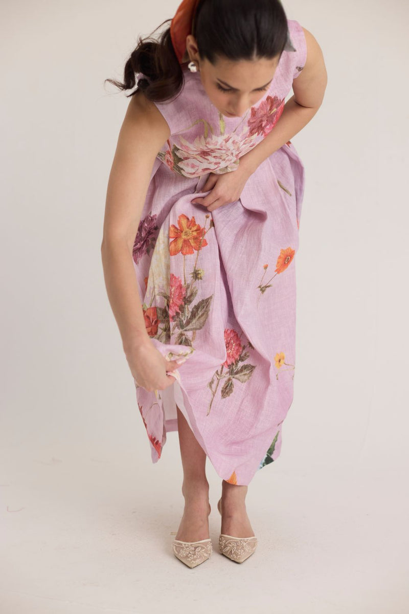 GIGGLE BERRY LINEN TOP & SKIRT SET by Yam for women Worldwide