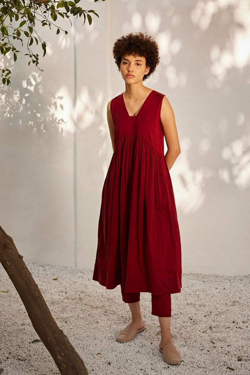 Scarlet co-ord set Dress by Khara Kapas in red for women Worldwide