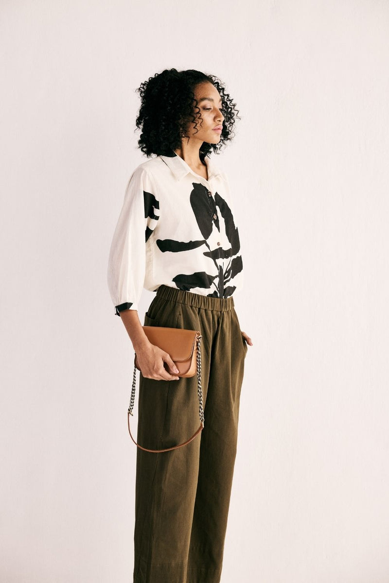 OLIVE TROUSERS twill by Khara Kapas in green for women Worldwide