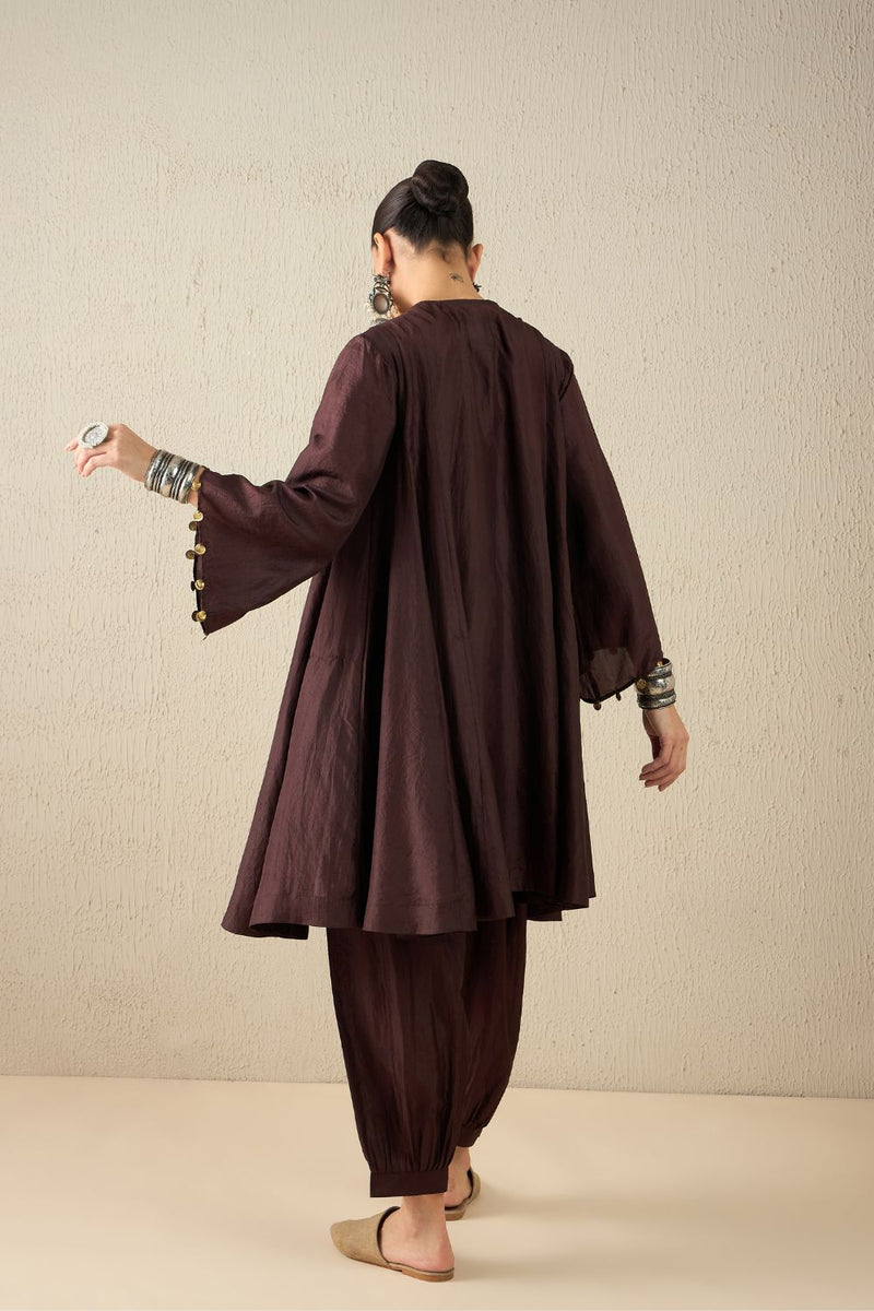 AFGHANI SILK SET silk by Aavidi in yellow color for women Worldwide