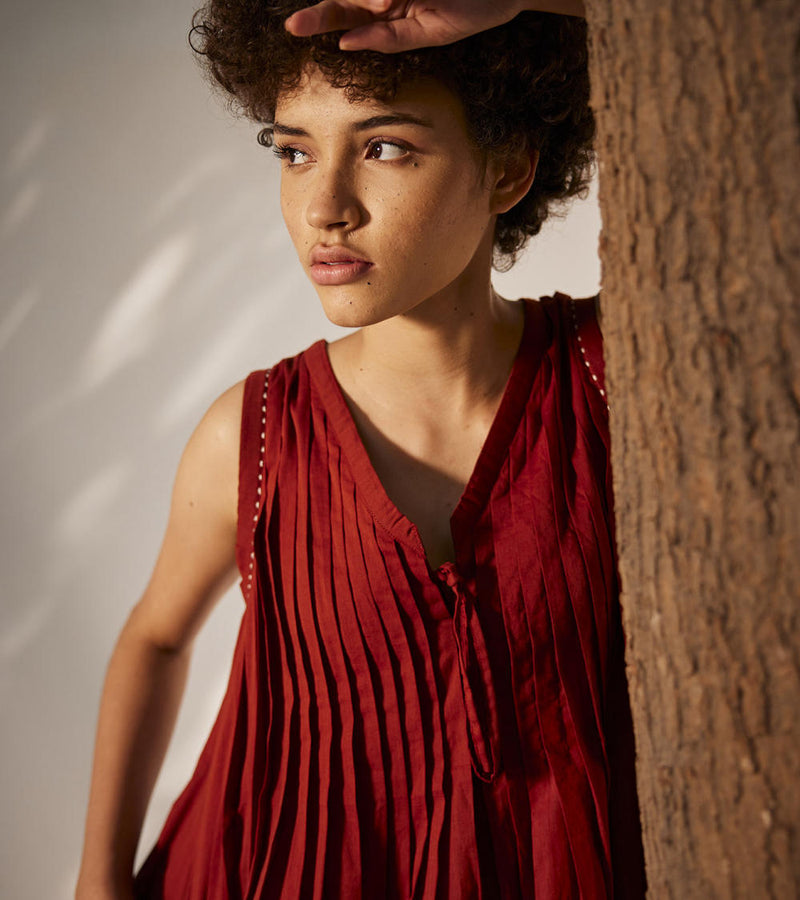 Rose vine dress Dress by Khara Kapas in red for women Worldwide