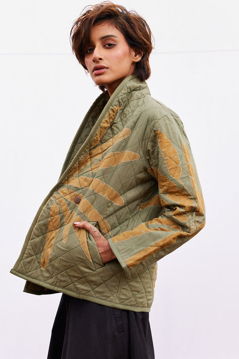 Lawn jacket cotton by Khara Kapas in green for women Worldwide