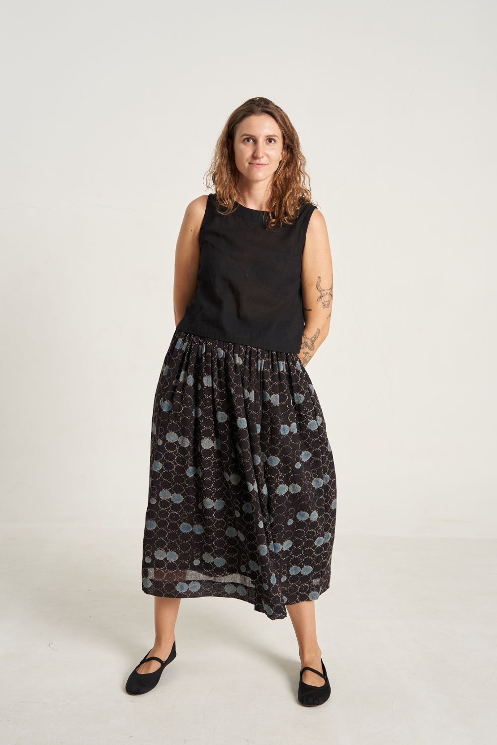 Geometric Flower Midi Skirt