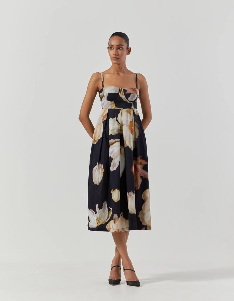 Viva Fiori Bralette Dress satin by Yam in black color for women Worldwide