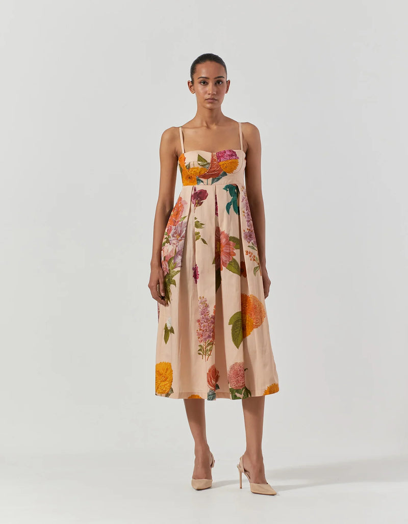 Vintage Garden Bralette Dress satin by Yam in multi color for women Worldwide