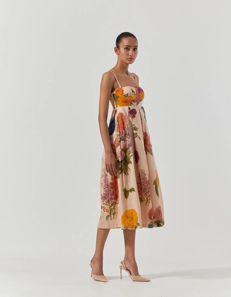 Vintage Garden Bralette Dress satin by Yam in multi color for women Worldwide