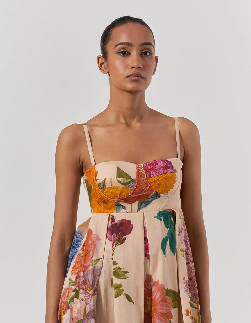 Vintage Garden Bralette Dress satin by Yam in multi color for women Worldwide