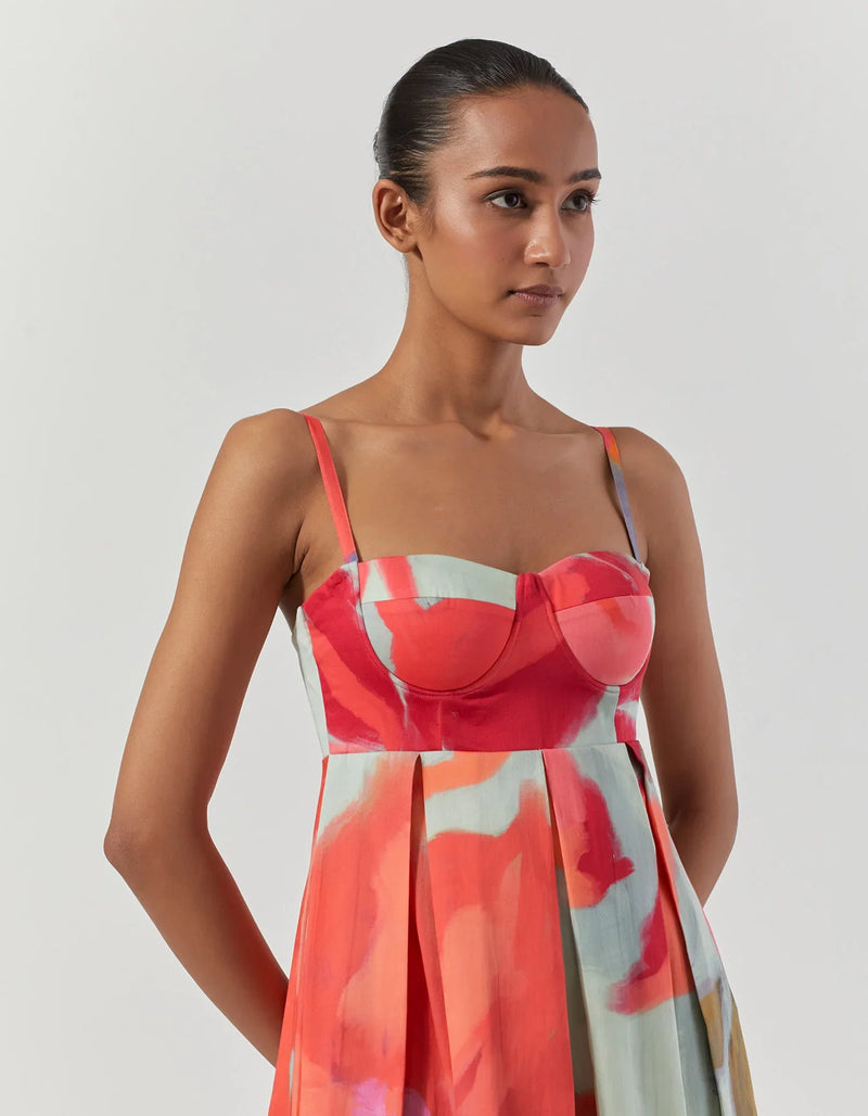 Clara Bralette Dress satin by Yam in blue color for women Worldwide