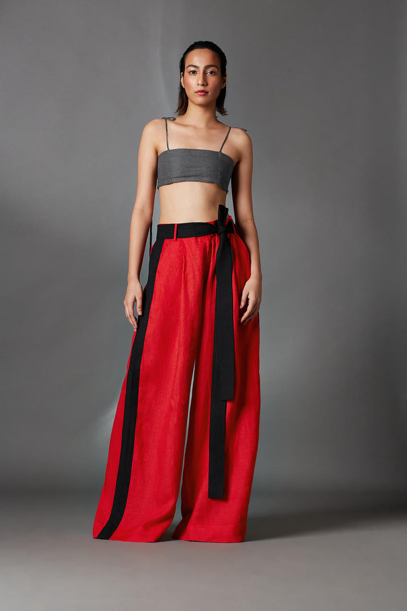 Aera Trousers-Red by Chola in red color for women Worldwide