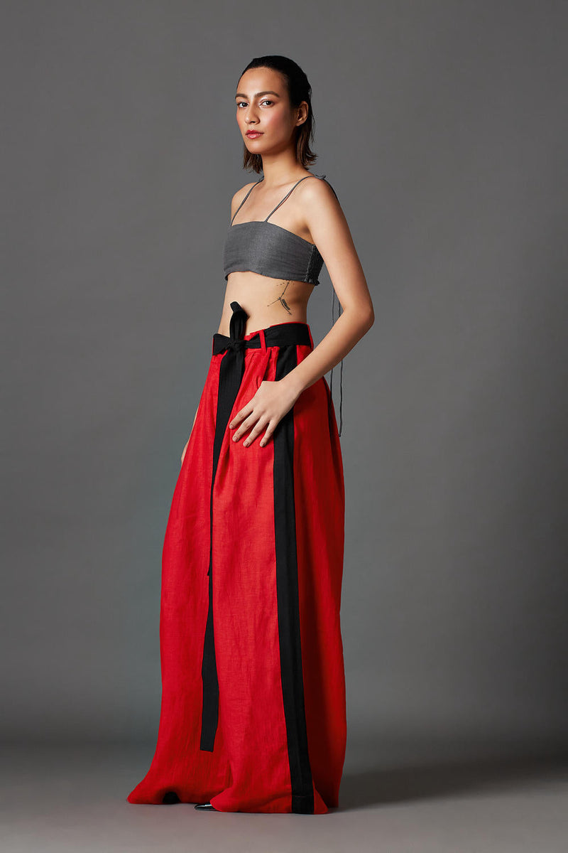 Aera Trousers-Red by Chola in red color for women Worldwide