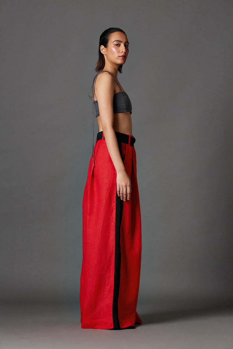 Aera Trousers-Red by Chola in red color for women Worldwide