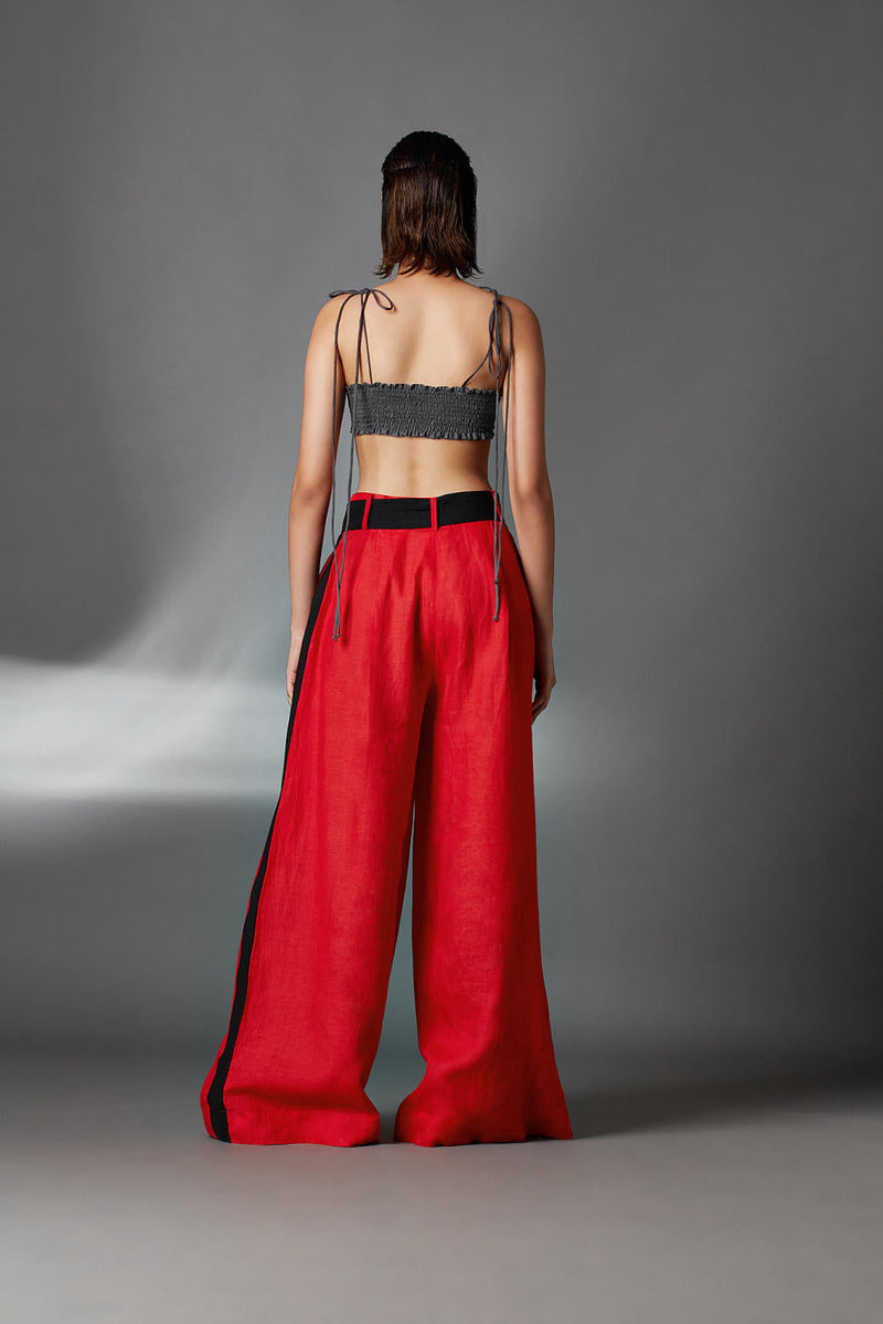 Aera Trousers-Red by Chola in red color for women Worldwide
