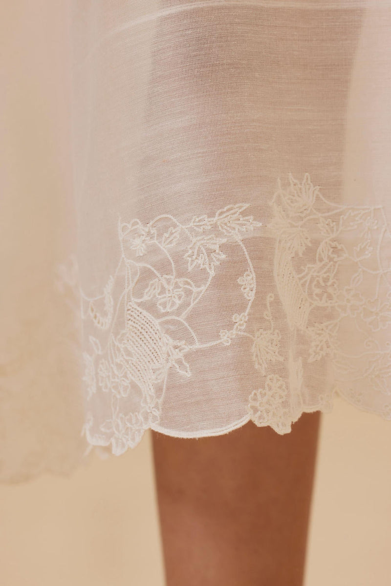Reyah Handwoven Embroidered Midi Dress chanderi by The Summer House in white color for women Worldwide
