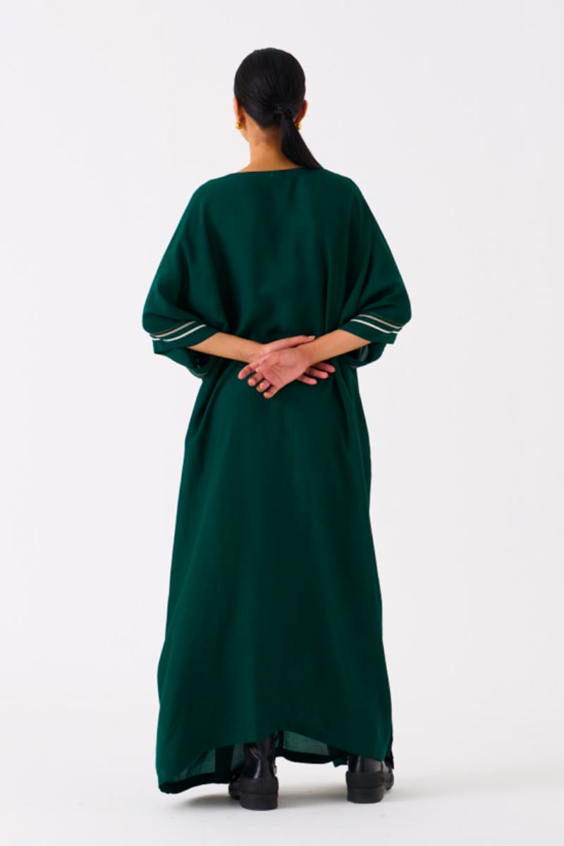 TIE KAFTAN-GREEN bemberg by THREE in green color for women Worldwide