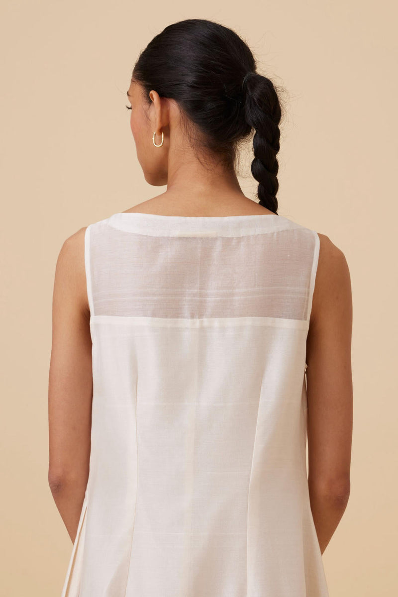 Reyah Handwoven Embroidered Midi Dress chanderi by The Summer House in white color for women Worldwide