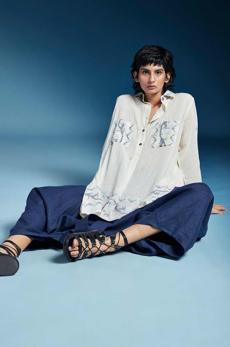 Amaya Shirt-White cotton by Chola in white color for women Worldwide