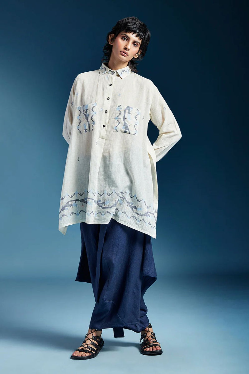 Amaya Shirt-White cotton by Chola in white color for women Worldwide