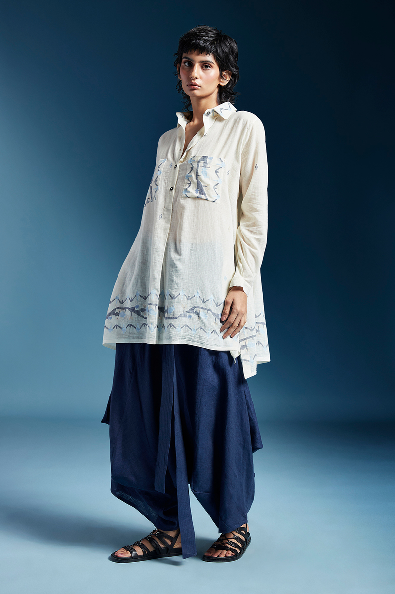Amaya Shirt-White cotton by Chola in white color for women Worldwide