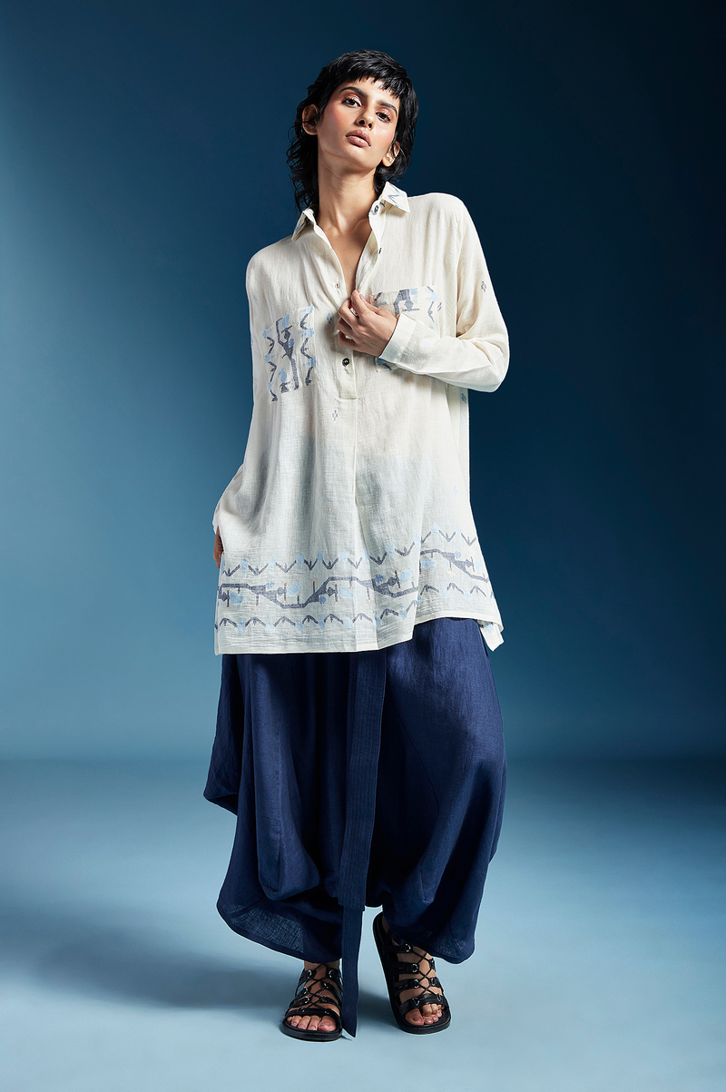 Amaya Shirt-White cotton by Chola in white color for women Worldwide