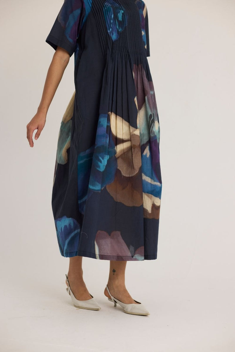 ROCCO PINTUCK DRESS cotton by Yam in black color for women Worldwide