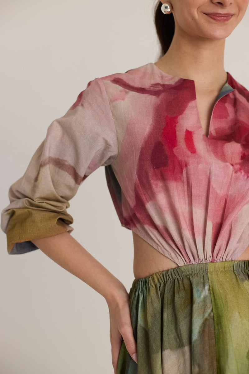 TILLY BOTH SIDE CUT DRESS poplin by Yam in multi color for women Worldwide
