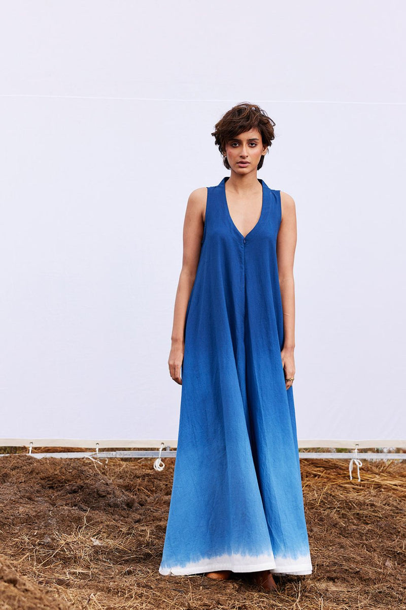 Marine jumpsuit by Khara Kapas in blue for women Worldwide