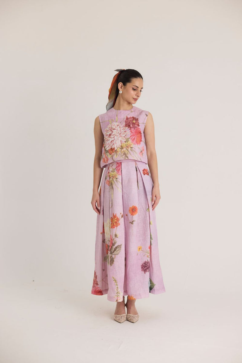 GIGGLE BERRY LINEN TOP & SKIRT SET by Yam for women Worldwide