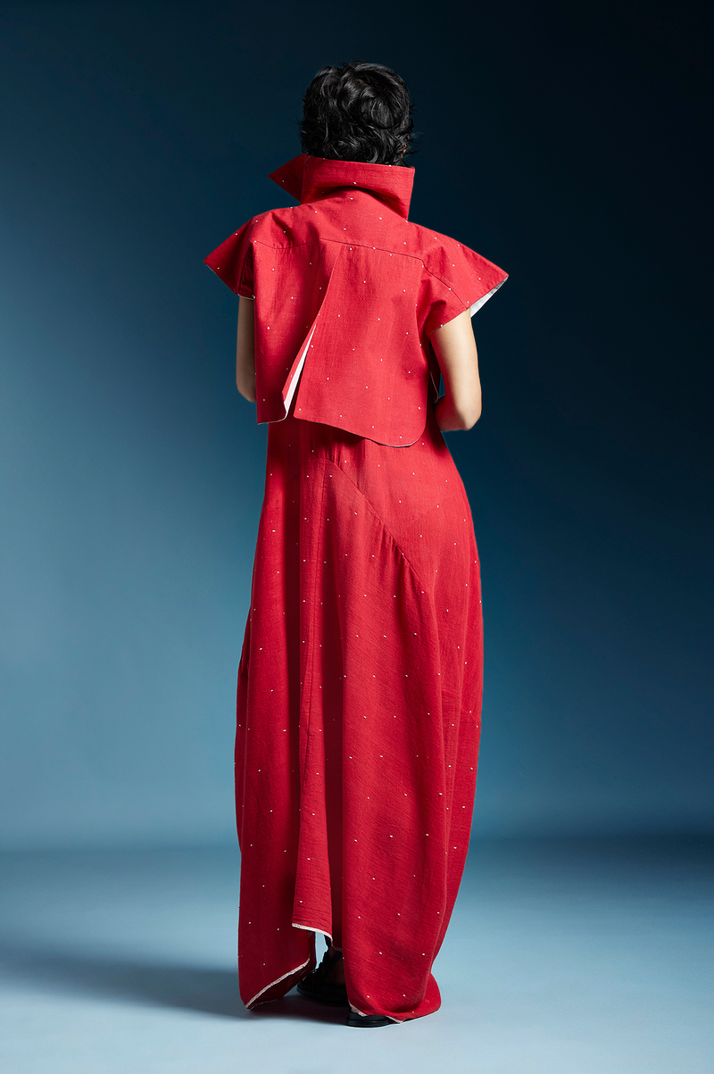 Lou Jacket-Red cotton by Chola in red color for women Worldwide