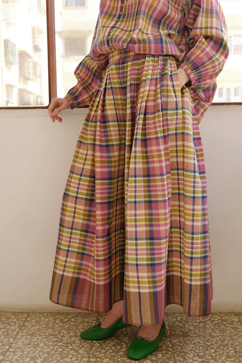 Araya-Chatai Checks Pant handwoven cotton pant/trouser by MASON AND MILL in multi-color for women Worldwide
