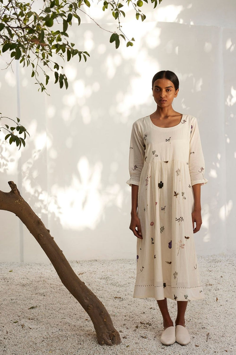 Botanical dress Dress by Khara Kapas in white for women Worldwide