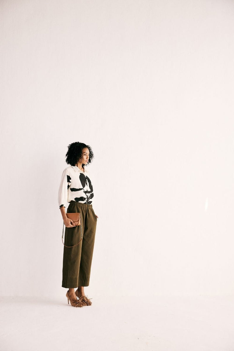 OLIVE TROUSERS twill by Khara Kapas in green for women Worldwide