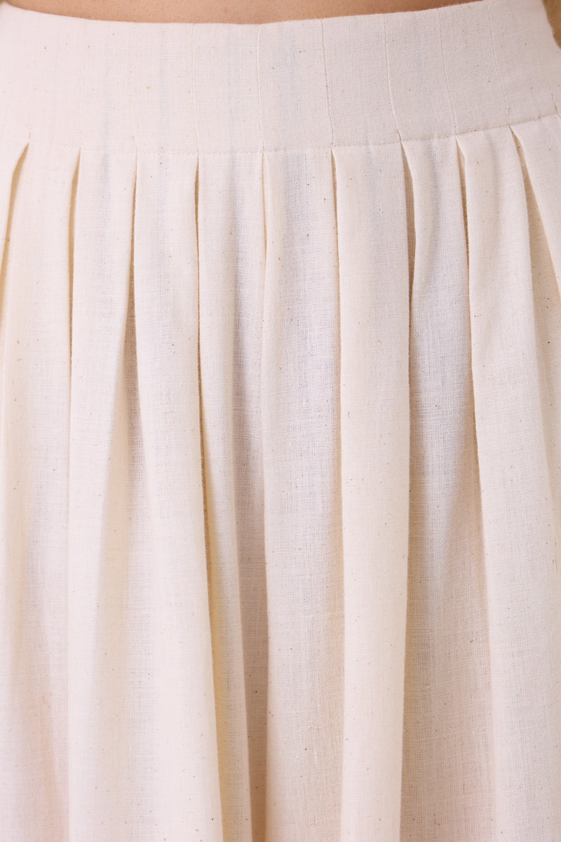 Takumi Off White Handwoven Pleated Pants handspun & handwoven cotton pant/trouser by The Summer House in off white for women Worldwide