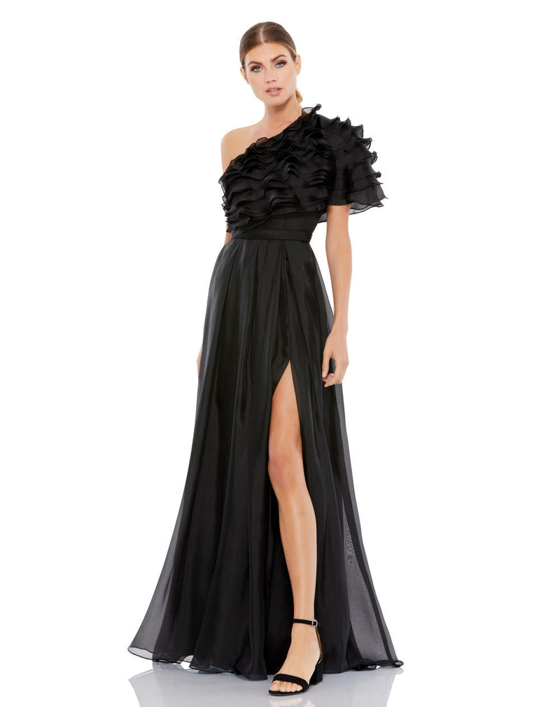 MD-26527 One Shoulder Gown-Black by Mac Duggal in black color for women Worldwide