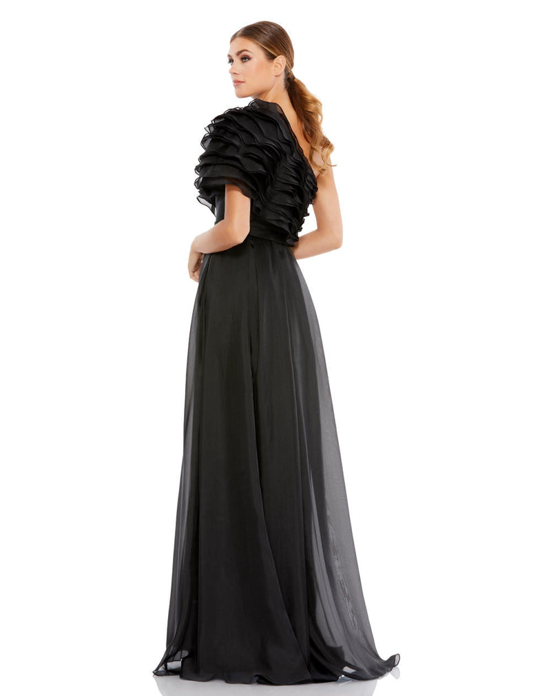 MD-26527 One Shoulder Gown-Black by Mac Duggal in black color for women Worldwide