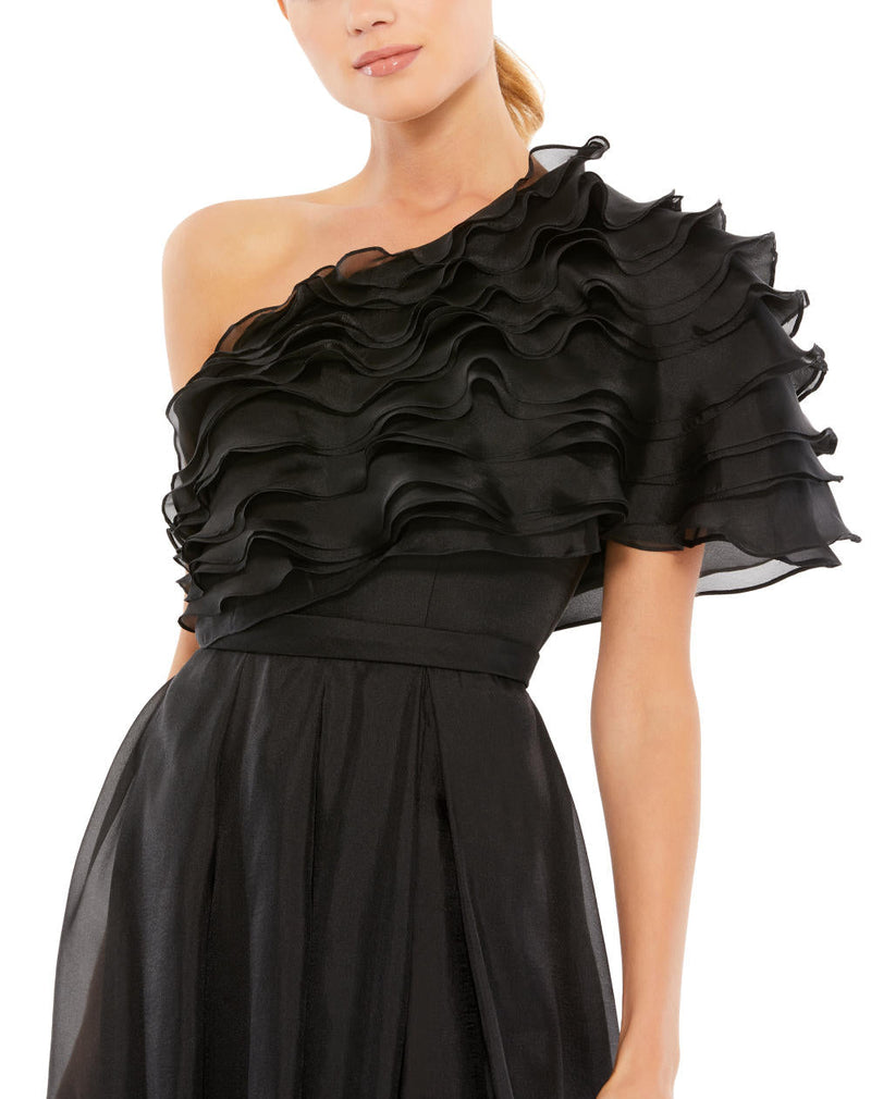 MD-26527 One Shoulder Gown-Black by Mac Duggal in black color for women Worldwide