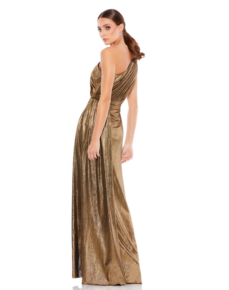 MD-26537 One Shoulder Metallic Dress-Gold by Mac Duggal in gold color for women Worldwide