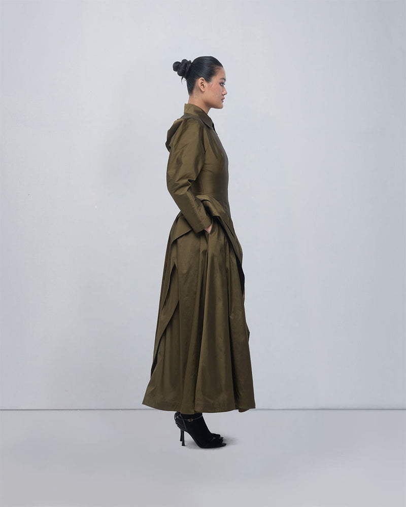 Ece Dress viscose by Leh Studios in olive for women Worldwide