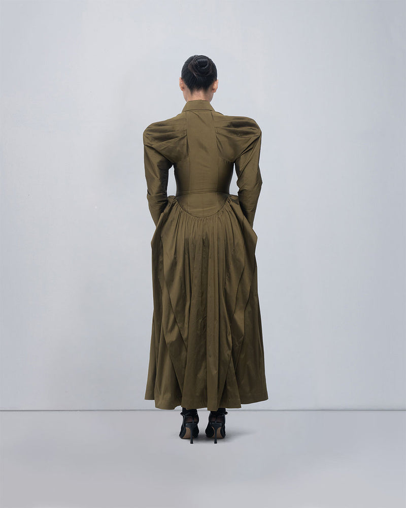 Ece Dress viscose by Leh Studios in olive for women Worldwide