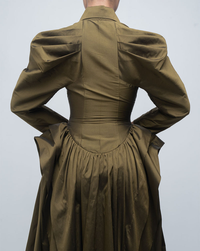 Ece Dress viscose by Leh Studios in olive for women Worldwide