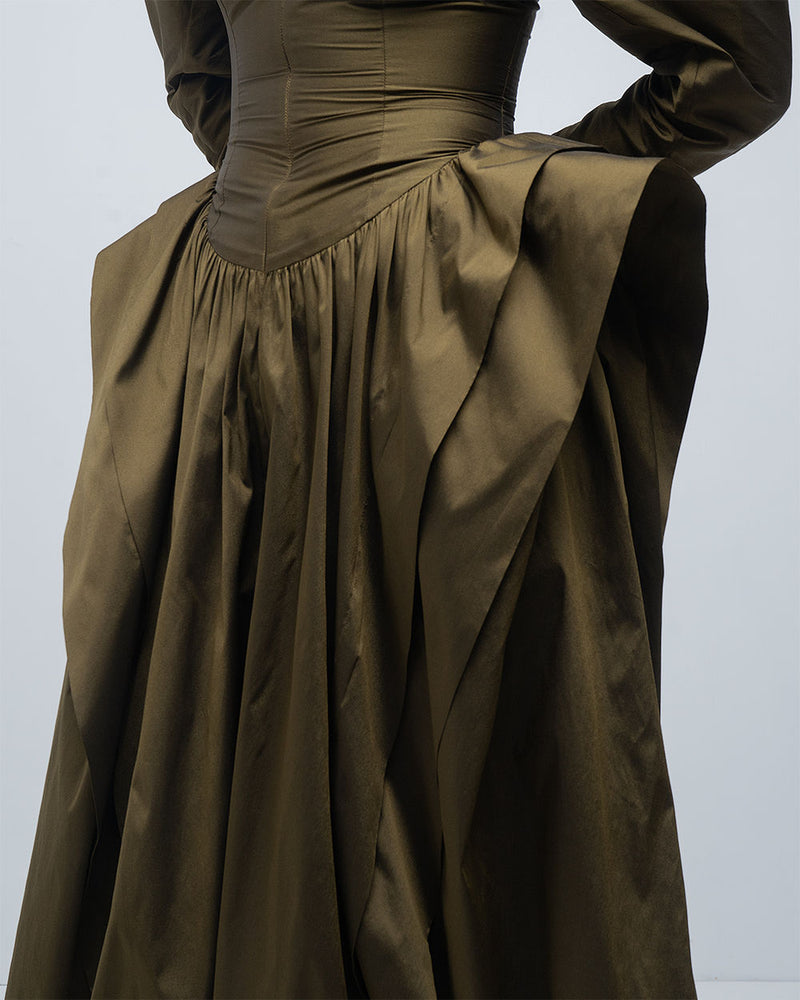 Ece Dress viscose by Leh Studios in olive for women Worldwide