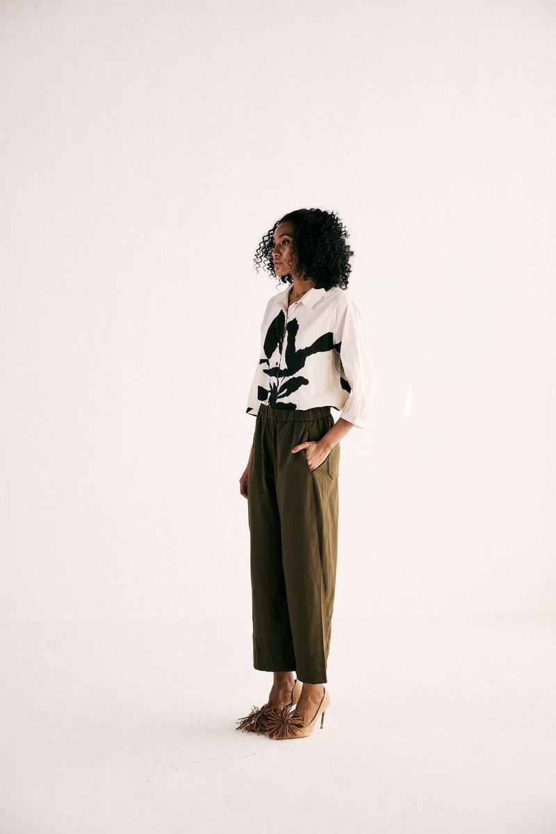 OLIVE TROUSERS twill by Khara Kapas in green for women Worldwide