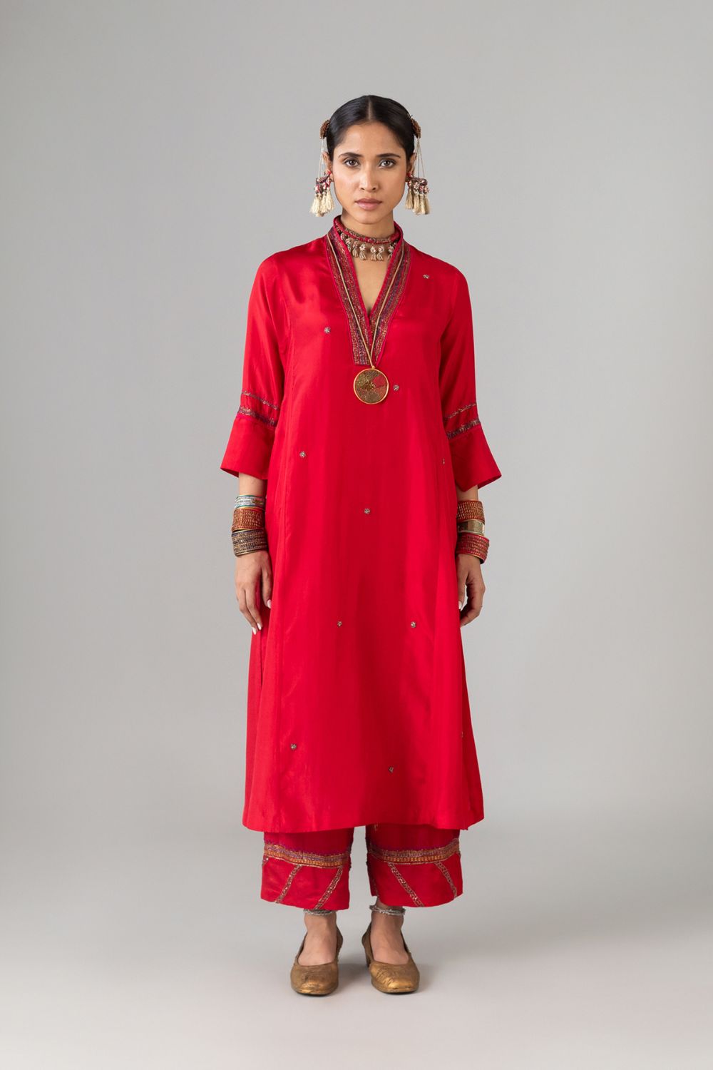 Nazar Butti Red Kurta