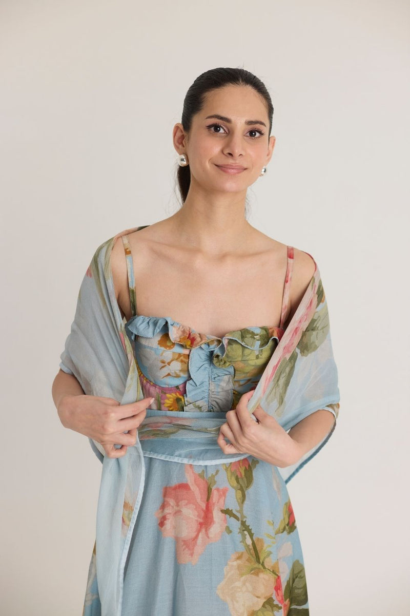 TAFFY SCARF chiffon by Yam in blue color for women Worldwide