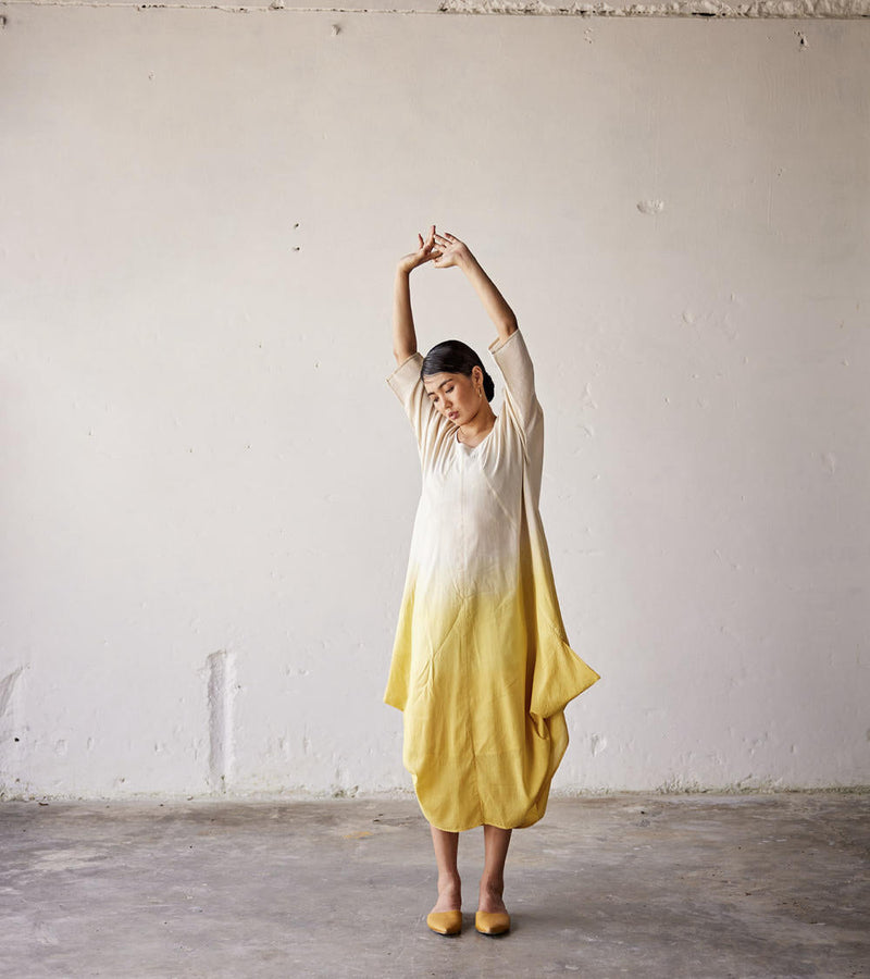 Golden days Dress cotton Dresses by Khara Kapas in yellow for women Worldwide