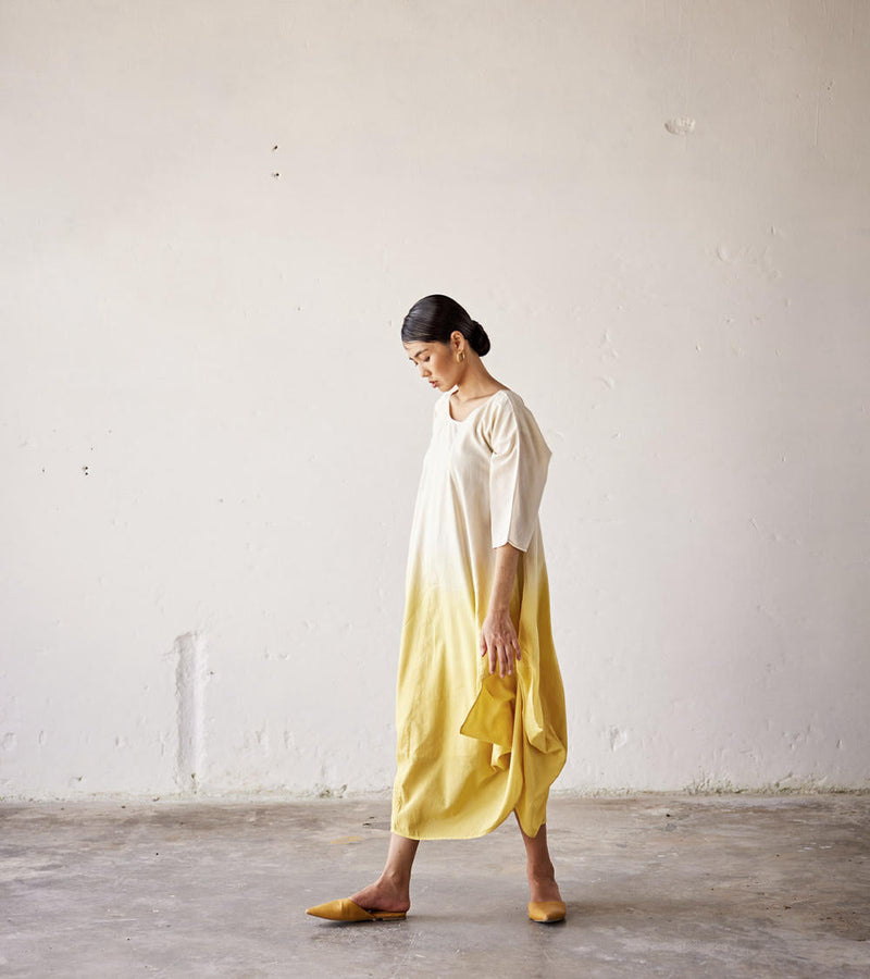 Golden days Dress cotton Dresses by Khara Kapas in yellow for women Worldwide