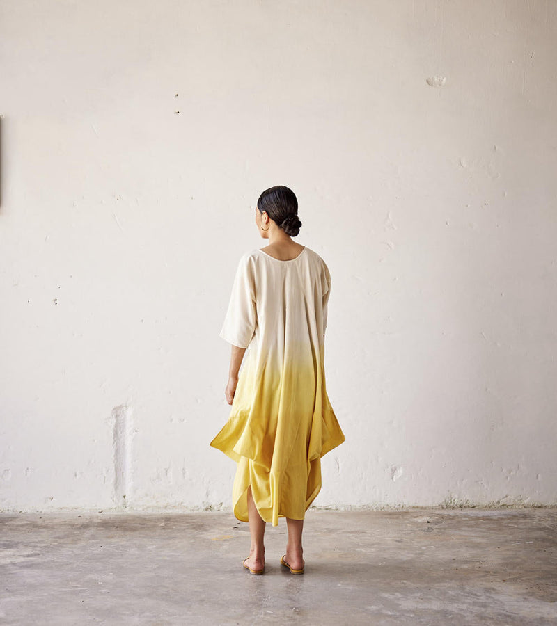 Golden days Dress cotton Dresses by Khara Kapas in yellow for women Worldwide