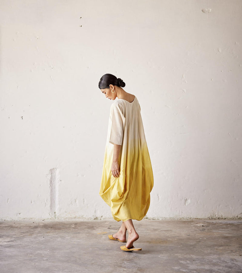 Golden days Dress cotton Dresses by Khara Kapas in yellow for women Worldwide