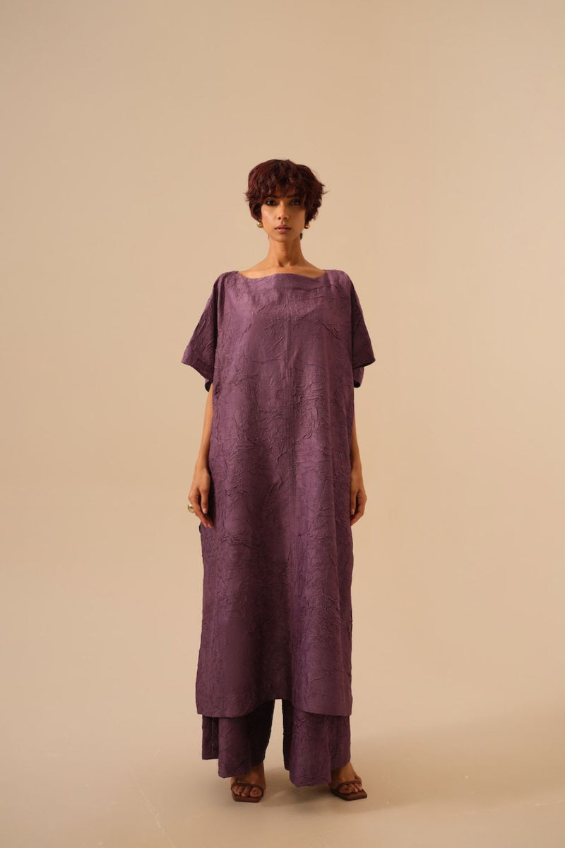 Brook Tunic-Lilac crushed silk kaftans and tunics by Stoique in lilac for women Worldwide