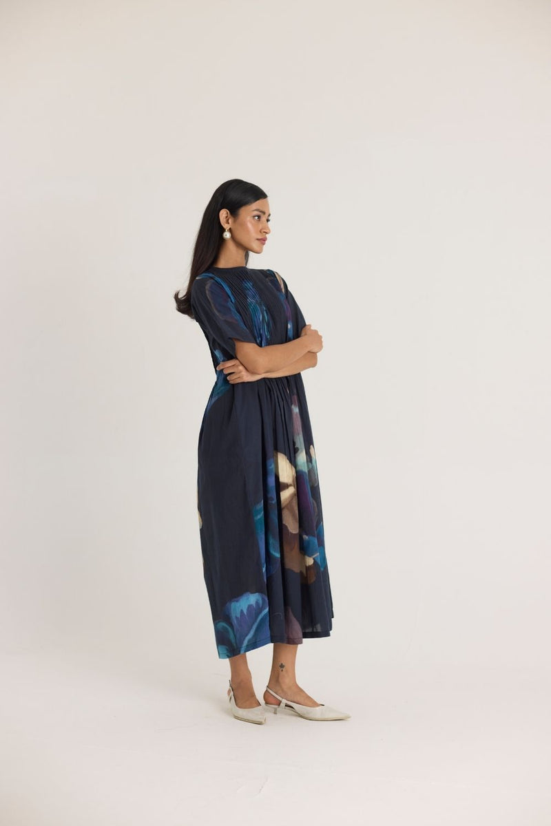 ROCCO PINTUCK DRESS cotton by Yam in black color for women Worldwide